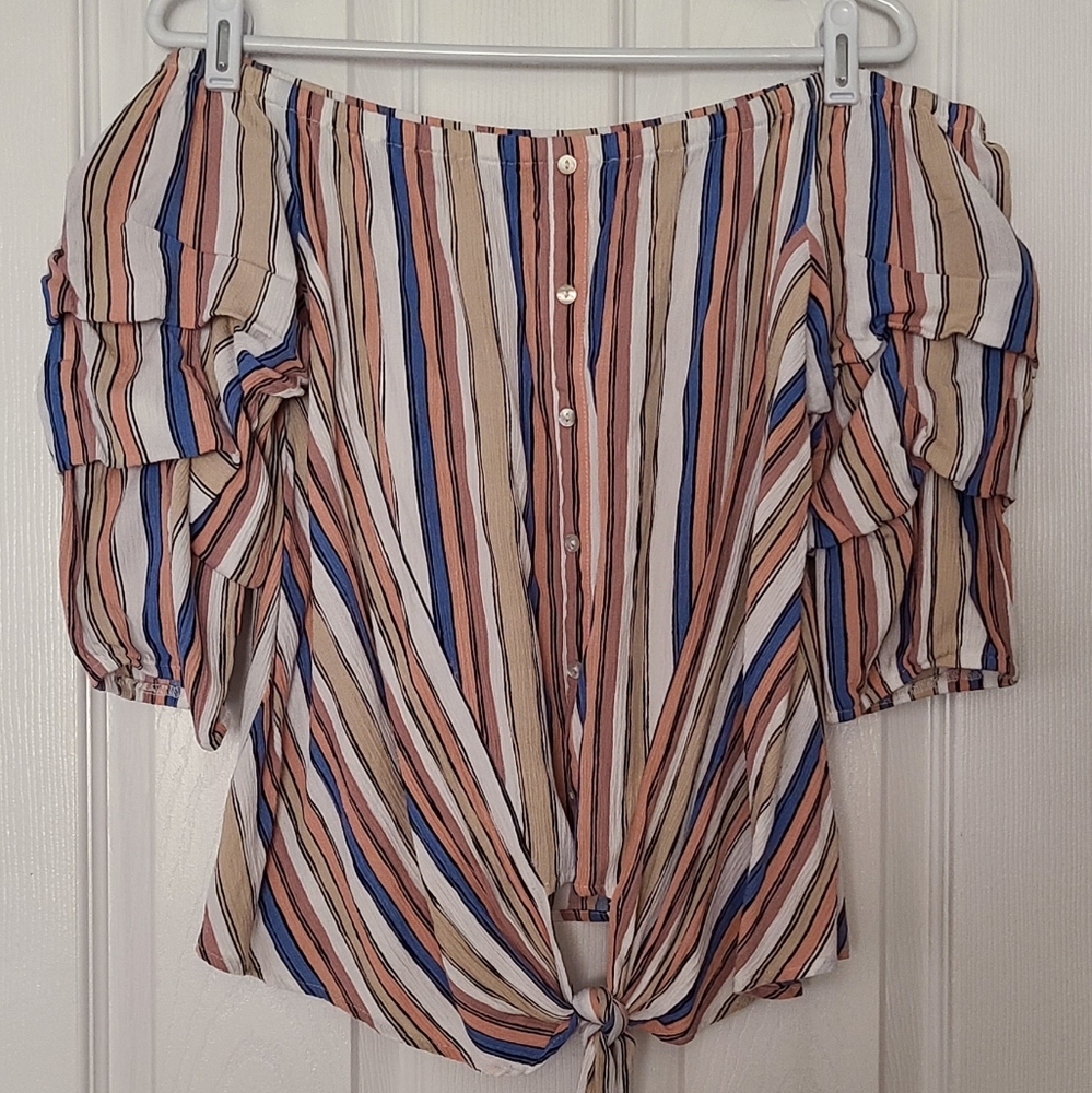 Tie-Front Stripe Top